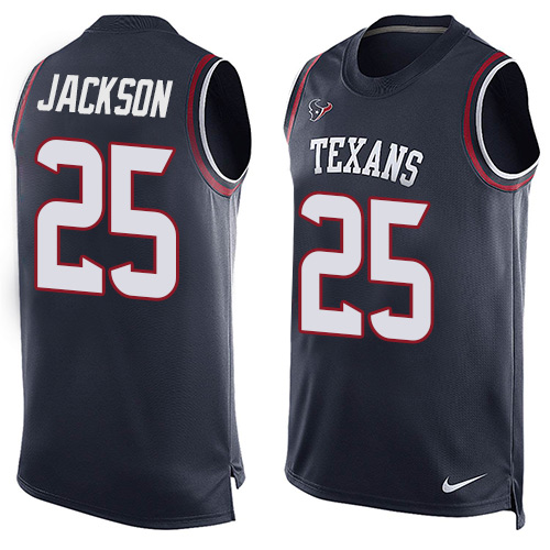 Men's Nike Houston Texans #25 Kareem Jackson Limited Navy Blue Player Name & Number Tank Top NFL Jersey