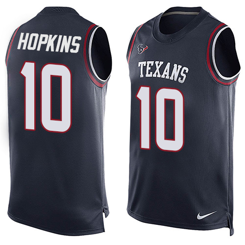 Men's Nike Houston Texans #10 DeAndre Hopkins Limited Navy Blue Player Name & Number Tank Top NFL Jersey