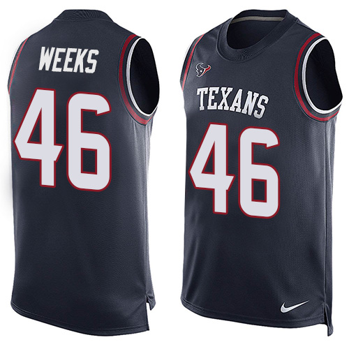 Men's Nike Houston Texans #46 Jon Weeks Limited Navy Blue Player Name & Number Tank Top NFL Jersey