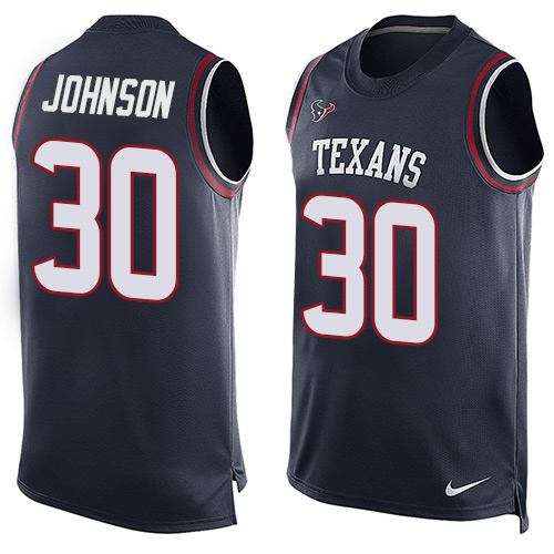 Men's Nike Houston Texans #30 Kevin Johnson Limited Navy Blue Player Name & Number Tank Top NFL Jersey