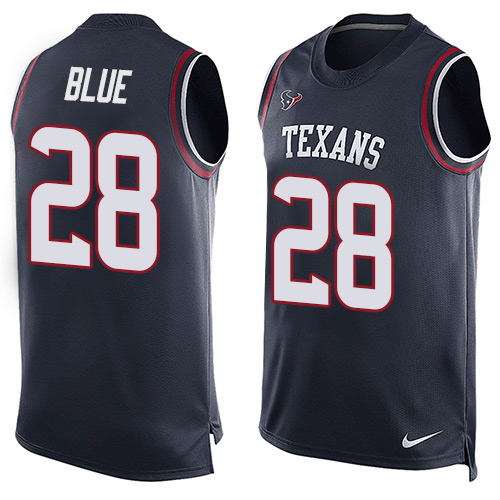 Men's Nike Houston Texans #28 Alfred Blue Limited Navy Blue Player Name & Number Tank Top NFL Jersey
