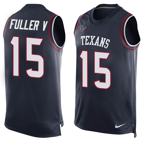 Men's Nike Houston Texans #15 Will Fuller V Limited Navy Blue Player Name & Number Tank Top NFL Jersey