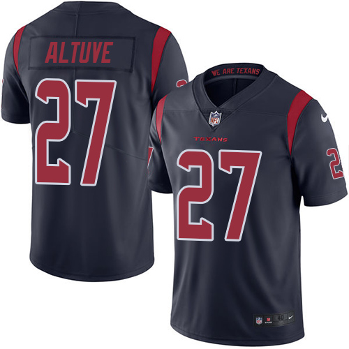 Men's Nike Houston Texans #27 Jose Altuve Elite Navy Blue Rush Vapor Untouchable NFL Jersey