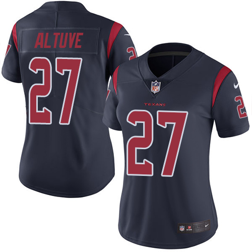 Women's Nike Houston Texans #27 Jose Altuve Limited Navy Blue Rush Vapor Untouchable NFL Jersey