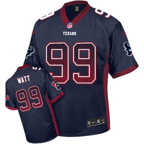 Men's Nike Houston Texans #99 J.J. Watt Elite Navy Blue Drift Fashion NFL Jersey