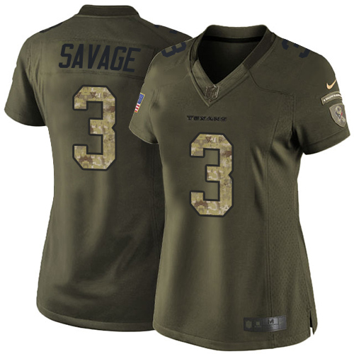 Women's Nike Houston Texans #3 Tom Savage Elite Green Salute to Service NFL Jersey