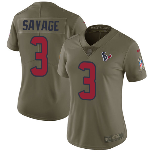 Women's Nike Houston Texans #3 Tom Savage Limited Olive 2017 Salute to Service NFL Jersey