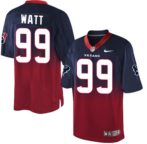 Men's Nike Houston Texans #99 J.J. Watt Elite Navy/Red Fadeaway NFL Jersey