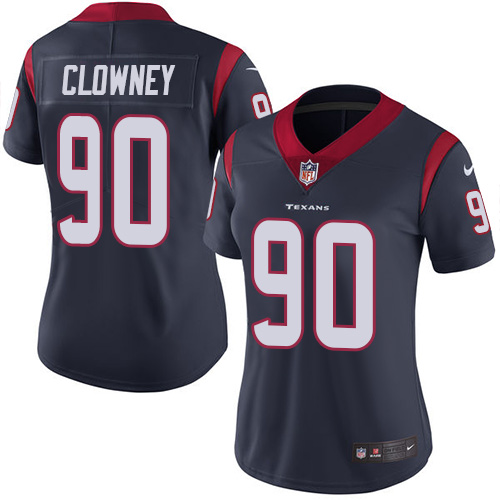 Women's Nike Houston Texans #90 Jadeveon Clowney Navy Blue Team Color Vapor Untouchable Elite Player NFL Jersey
