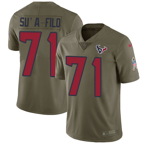 Men's Nike Houston Texans #71 Xavier Su'a-Filo Limited Olive 2017 Salute to Service NFL Jersey