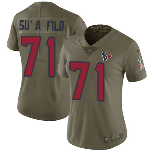Women's Nike Houston Texans #71 Xavier Su'a-Filo Limited Olive 2017 Salute to Service NFL Jersey