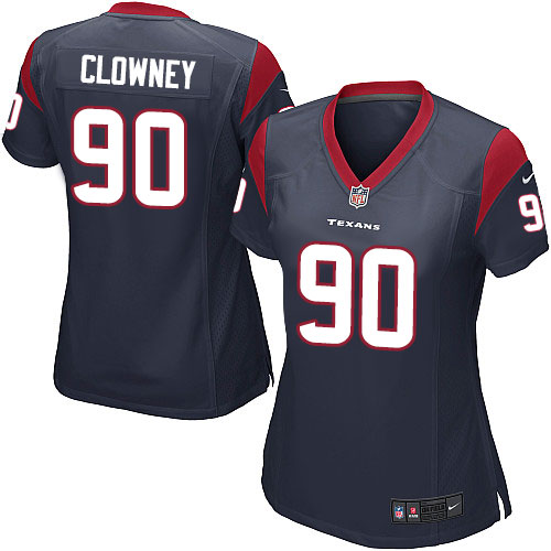 Women's Nike Houston Texans #90 Jadeveon Clowney Game Navy Blue Team Color NFL Jersey