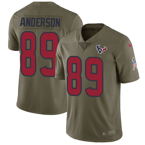 Men's Nike Houston Texans #89 Stephen Anderson Limited Olive 2017 Salute to Service NFL Jersey