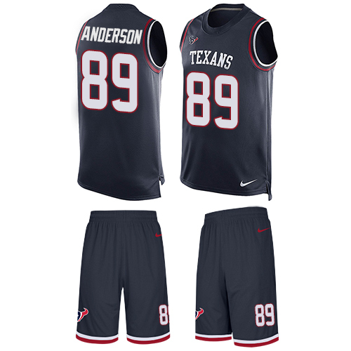 Men's Nike Houston Texans #89 Stephen Anderson Limited Navy Blue Tank Top Suit NFL Jersey