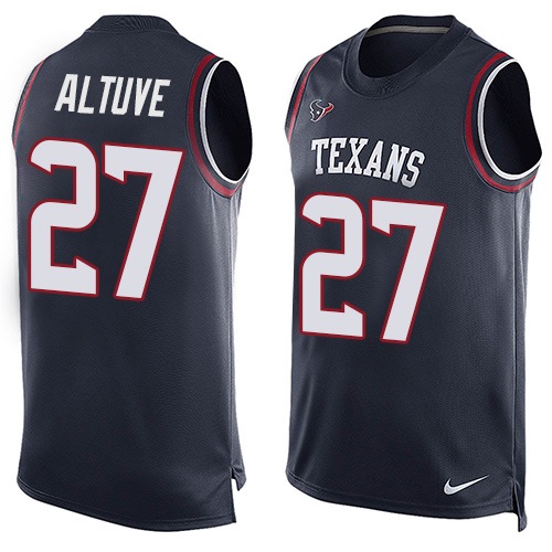 Men's Nike Houston Texans #27 Jose Altuve Limited Navy Blue Player Name & Number Tank Top NFL Jersey