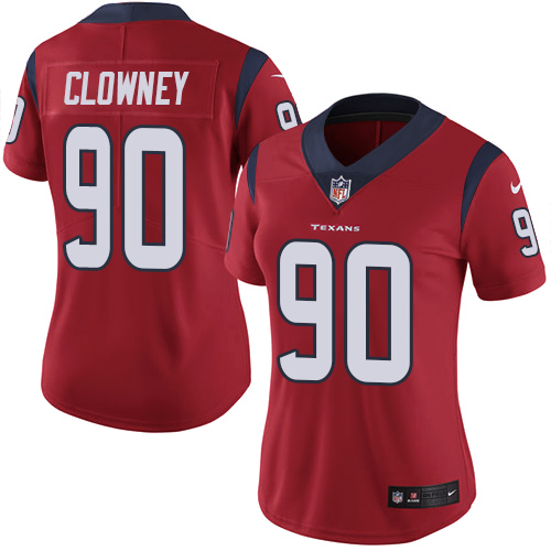 Women's Nike Houston Texans #90 Jadeveon Clowney Red Alternate Vapor Untouchable Elite Player NFL Jersey