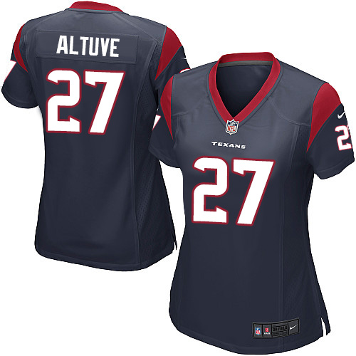 Women's Nike Houston Texans #27 Jose Altuve Game Navy Blue Team Color NFL Jersey