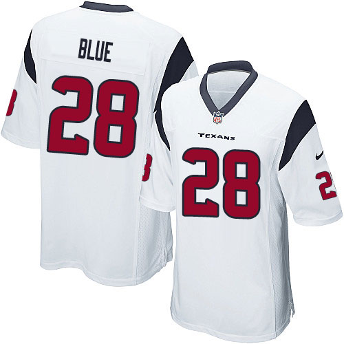 Men's Nike Houston Texans #28 Alfred Blue Game White NFL Jersey