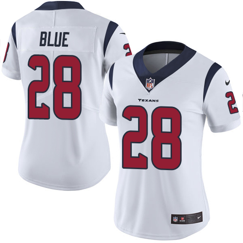 Women's Nike Houston Texans #28 Alfred Blue White Vapor Untouchable Limited Player NFL Jersey
