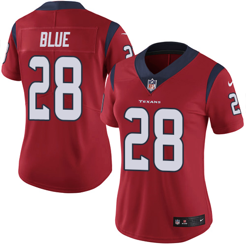 Women's Nike Houston Texans #28 Alfred Blue Red Alternate Vapor Untouchable Limited Player NFL Jersey
