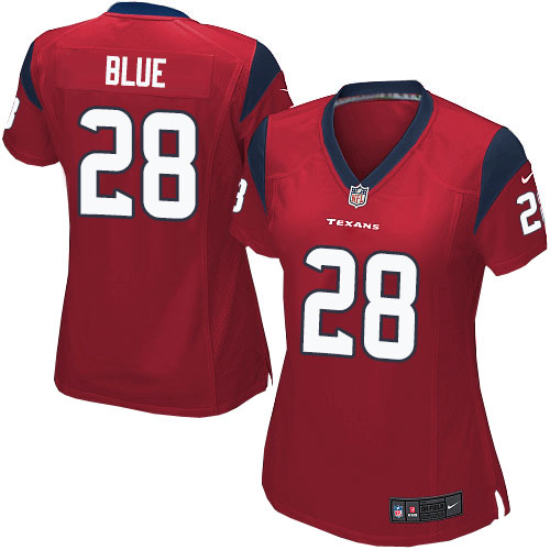 Women's Nike Houston Texans #28 Alfred Blue Game Red Alternate NFL Jersey