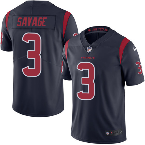 Men's Nike Houston Texans #3 Tom Savage Elite Navy Blue Rush Vapor Untouchable NFL Jersey