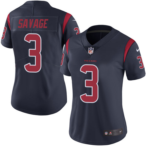 Women's Nike Houston Texans #3 Tom Savage Limited Navy Blue Rush Vapor Untouchable NFL Jersey