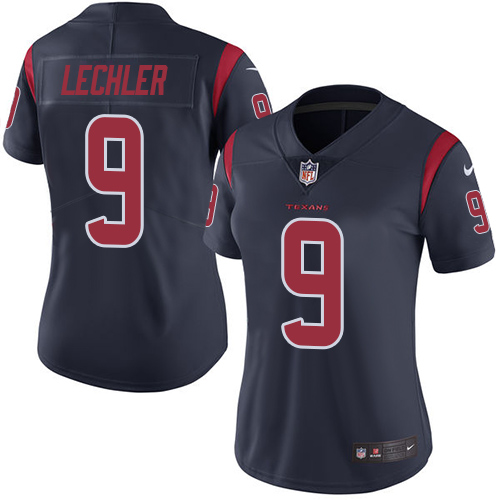 Women's Nike Houston Texans #9 Shane Lechler Elite Navy Blue Rush Vapor Untouchable NFL Jersey