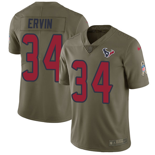 Youth Nike Houston Texans #34 Tyler Ervin Limited Olive 2017 Salute to Service NFL Jersey