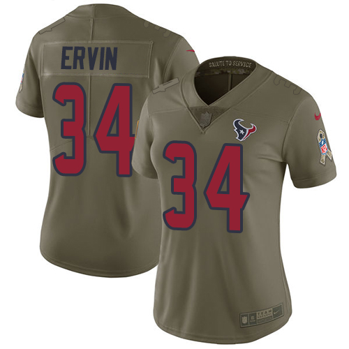 Women's Nike Houston Texans #34 Tyler Ervin Limited Olive 2017 Salute to Service NFL Jersey