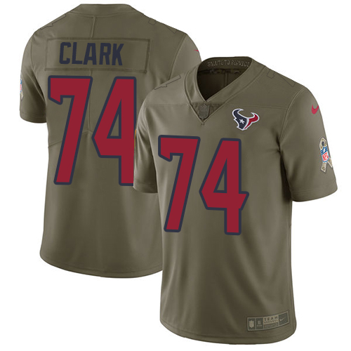 Men's Nike Houston Texans #74 Chris Clark Limited Olive 2017 Salute to Service NFL Jersey