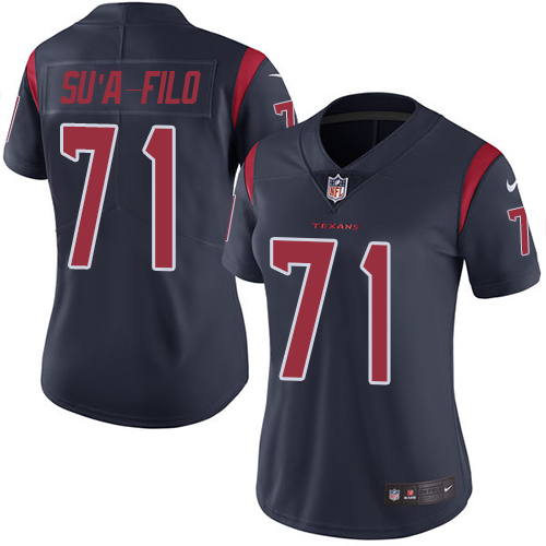 Women's Nike Houston Texans #71 Xavier Su'a-Filo Limited Navy Blue Rush Vapor Untouchable NFL Jersey