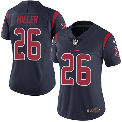 Women's Nike Houston Texans #26 Lamar Miller Elite Navy Blue Rush Vapor Untouchable NFL Jersey