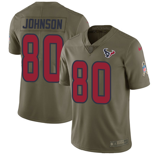 Men's Nike Houston Texans #80 Andre Johnson Limited Olive 2017 Salute to Service NFL Jersey