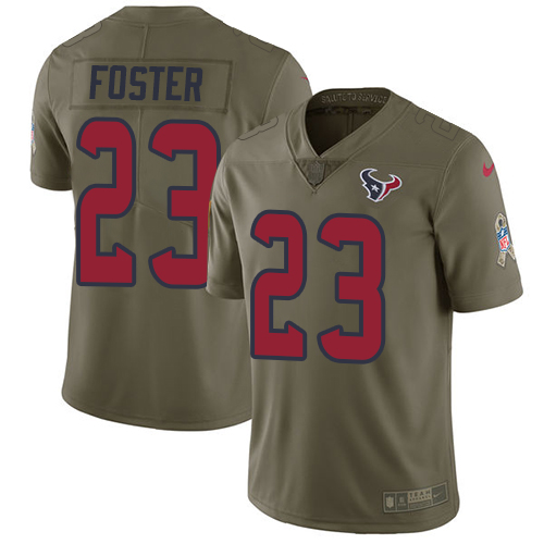 Men's Nike Houston Texans #23 Arian Foster Limited Olive 2017 Salute to Service NFL Jersey