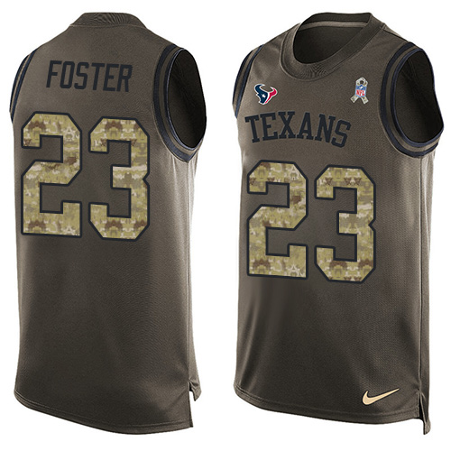 Men's Nike Houston Texans #23 Arian Foster Limited Green Salute to Service Tank Top NFL Jersey
