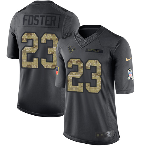 Men's Nike Houston Texans #23 Arian Foster Limited Black 2016 Salute to Service NFL Jersey