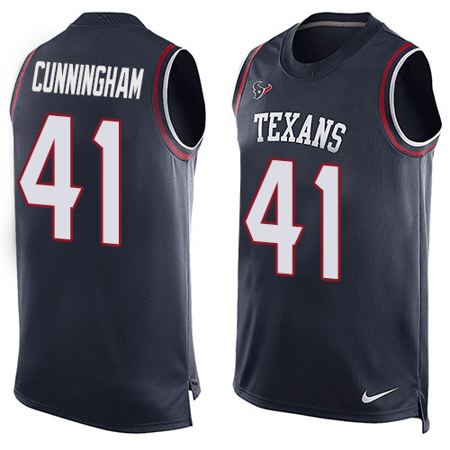 Men's Nike Houston Texans #41 Zach Cunningham Limited Navy Blue Player Name & Number Tank Top NFL Jersey