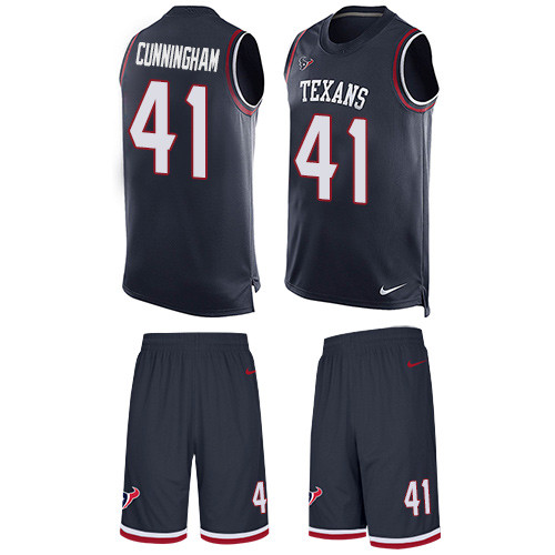 Men's Nike Houston Texans #41 Zach Cunningham Limited Navy Blue Tank Top Suit NFL Jersey