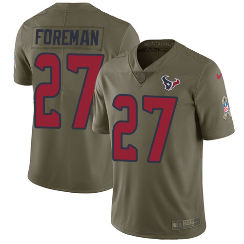 Youth Nike Houston Texans #27 D'Onta Foreman Limited Olive 2017 Salute to Service NFL Jersey