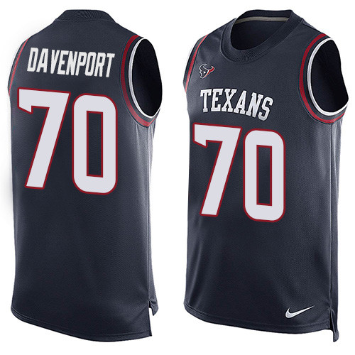 Men's Nike Houston Texans #70 Julien Davenport Limited Navy Blue Player Name & Number Tank Top NFL Jersey