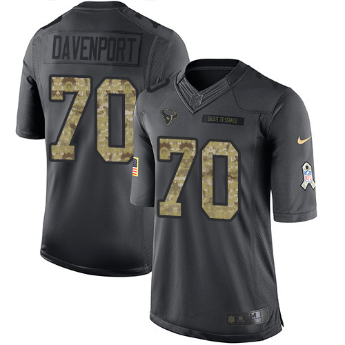 Youth Nike Houston Texans #70 Julien Davenport Limited Black 2016 Salute to Service NFL Jersey