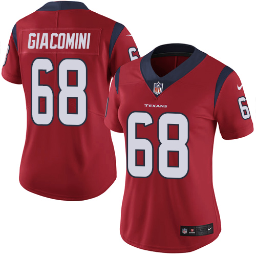 Women's Nike Houston Texans #68 Breno Giacomini Red Alternate Vapor Untouchable Limited Player NFL Jersey