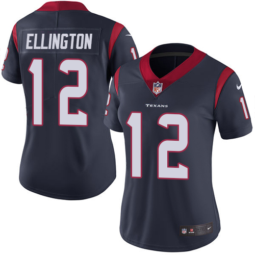 Women's Nike Houston Texans #12 Bruce Ellington Navy Blue Team Color Vapor Untouchable Elite Player NFL Jersey
