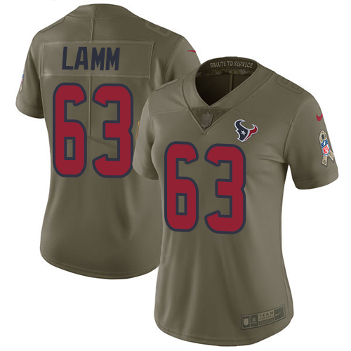 Women's Nike Houston Texans #63 Kendall Lamm Limited Olive 2017 Salute to Service NFL Jersey
