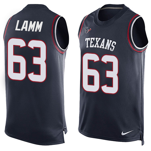 Men's Nike Houston Texans #63 Kendall Lamm Limited Navy Blue Player Name & Number Tank Top NFL Jersey