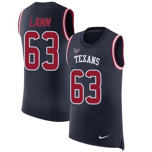 Men's Nike Houston Texans #63 Kendall Lamm Navy Blue Rush Player Name & Number Tank Top NFL Jersey