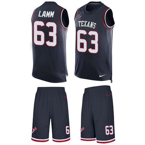 Men's Nike Houston Texans #63 Kendall Lamm Limited Navy Blue Tank Top Suit NFL Jersey