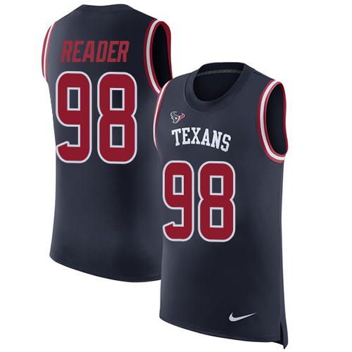 Men's Nike Houston Texans #98 D.J. Reader Navy Blue Rush Player Name & Number Tank Top NFL Jersey