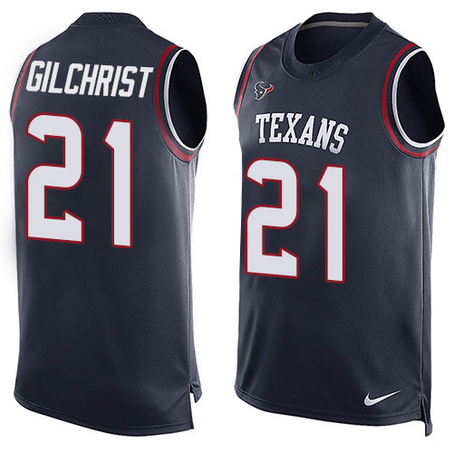 Men's Nike Houston Texans #21 Marcus Gilchrist Limited Navy Blue Player Name & Number Tank Top NFL Jersey
